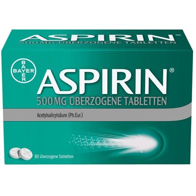 Aspirin 500 mg überzogene Tabletten 80 St Überzogene Aspirin 500 mg überzogene Tabletten 80 St Überzogene