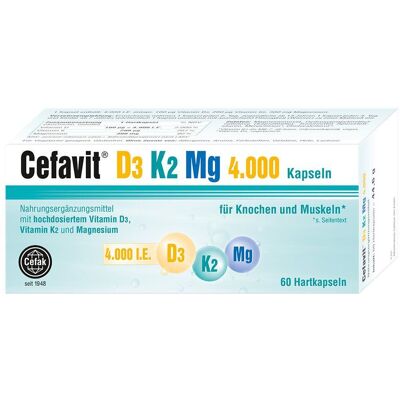Cefavit D3 K2 Mg 4.000 I.e. Hartkapseln 60 St Cefavit D3 K2 Mg 4.000 I.e. Hartkapseln 60 St