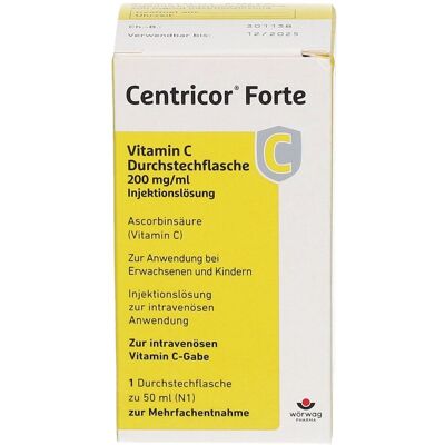 Centicor Centricor Forte Vitamin C Dsfl. 200 mg/ml Inj.-L. 1x50 ml Injektionslösung Centicor Centricor Forte Vitamin C Dsfl. 200 mg/ml Inj.-L. 1x50 ml Injektionslösung