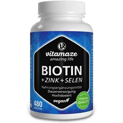 Vitamaze GmbH Biotin 10 mg Hochdosiert + Zink + Selen Tabletten - Nahrungsergänzung Vitamaze GmbH Biotin 10 mg Hochdosiert + Zink + Selen Tabletten - Nahrungsergänzung