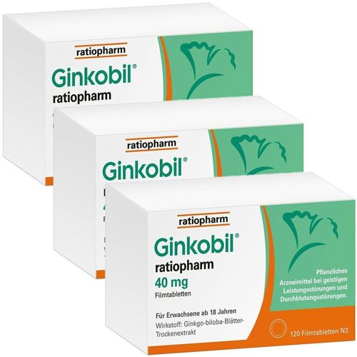Ginkobil Ratio 40Mg FTA 3er-Pack 3x120 St Filmtabletten