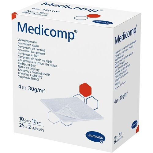 Hartmann Medicomp Vlieskomp.steril 10x10 cm 4fach 25x2 St Kompressen