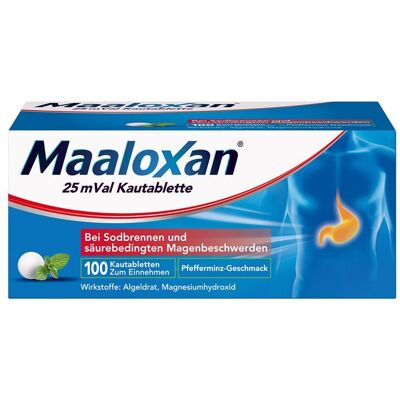 Nattermann & Cie GmbH Maaloxan 25 mVal Pfefferminz Kautabletten Nattermann & Cie GmbH Maaloxan 25 mVal Pfefferminz Kautabletten