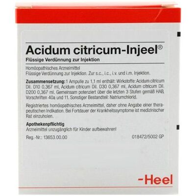 Heel Acidum Citricum Injeel - Homöopathisches Medikament Heel Acidum Citricum Injeel - Homöopathisches Medikament