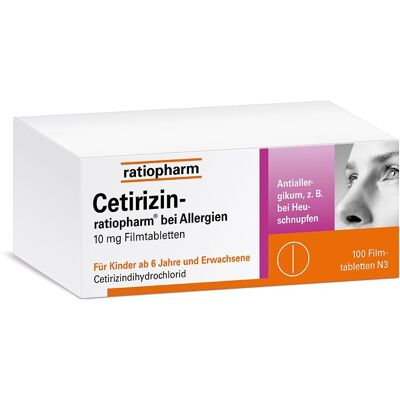 CETIRIZIN-ratiopharm bei Allergien 10 mg Filmtabl. 100 St Filmtabletten CETIRIZIN-ratiopharm bei Allergien 10 mg Filmtabl. 100 St Filmtabletten