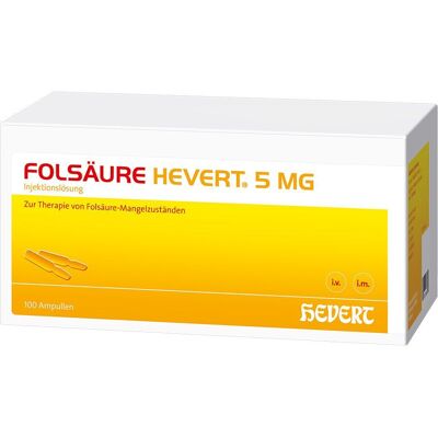 Folsäure Hevert 5 mg Inj.-Lösung Ampullen 100x2 ml Folsäure Hevert 5 mg Inj.-Lösung Ampullen 100x2 ml