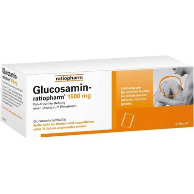 Glucosamin-Ratiopharm 1500 mg Plv.z.H.e.L.z.Einn. 90 St Pulver zur Herstellung einer Lösung zum Einnehmen Glucosamin-Ratiopharm 1500 mg Plv.z.H.e.L.z.Einn. 90 St Pulver zur Herstellung einer Lösung zum Einnehmen