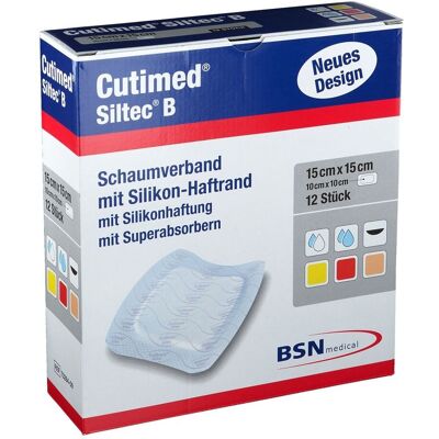 BSN medical GmbH - Cutimed Siltec B Schaumverb.15x15 cm m.Haftr. 12 St BSN medical GmbH - Cutimed Siltec B Schaumverb.15x15 cm m.Haftr. 12 St