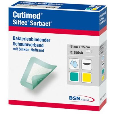 Cutimed Siltec Sorbact B PU-Verb.15x15cm 12 St Kompressen Cutimed Siltec Sorbact B PU-Verb.15x15cm 12 St Kompressen