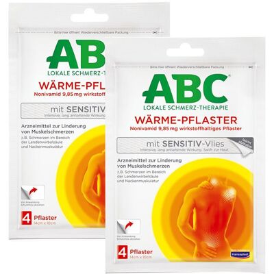ABC Wärme-Pflaster sensitive Hansaplast med 10x14 Doppelpack 2x4 St Pflaster ABC Wärme-Pflaster sensitive Hansaplast med 10x14 Doppelpack 2x4 St Pflaster