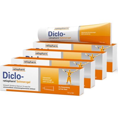 Diclo ratiopharm® Schmerzgel - bei Schmerzen Viererpack 4x150 g Gel Diclo ratiopharm® Schmerzgel - bei Schmerzen Viererpack 4x150 g Gel