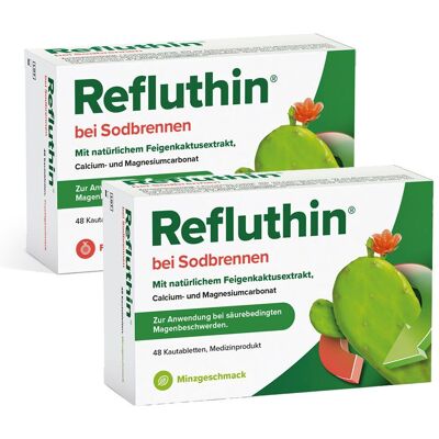 Refluthin Minze + Frucht 48er 48+48 St Kautabletten Refluthin Minze + Frucht 48er 48+48 St Kautabletten