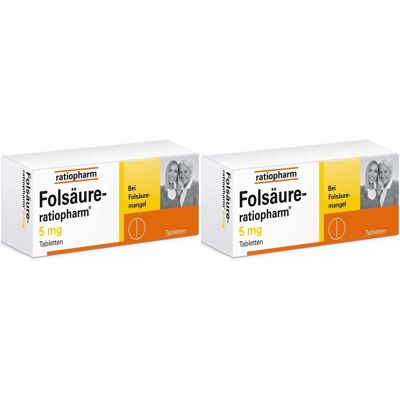Folsäure-Ratiopharm 5 mg Tabletten 2x 2x100 St Folsäure-Ratiopharm 5 mg Tabletten 2x 2x100 St
