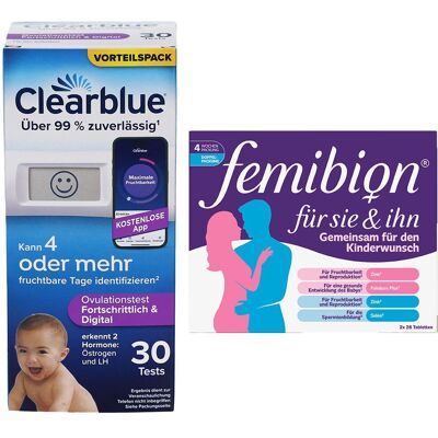 Clearblue Ovulationstest fortschrittlich & digital + Femibion für Sie Ihn 1 St Kombipackung Clearblue Ovulationstest fortschrittlich & digital + Femibion für Sie Ihn 1 St Kombipackung
