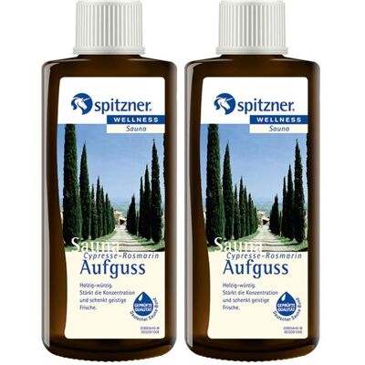 Spitzner Saunaaufguss Cypresse Rosmar.Wellness 2x 2x190 ml Konzentrat Spitzner Saunaaufguss Cypresse Rosmar.Wellness 2x 2x190 ml Konzentrat