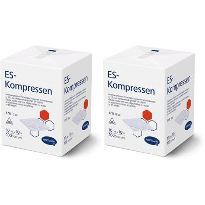 Hartmann Es-Kompressen unsteril 10x10 cm 8fach 2x 2x100 St Kompressen Hartmann Es-Kompressen unsteril 10x10 cm 8fach 2x 2x100 St Kompressen