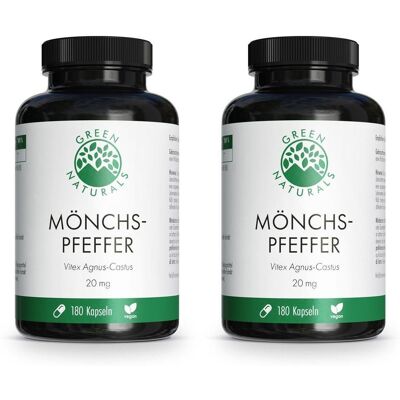 Green Naturals Mönchspfeffer 20mg hochdosiert Kps. 2x 2x180 St Kapseln Green Naturals Mönchspfeffer 20mg hochdosiert Kps. 2x 2x180 St Kapseln