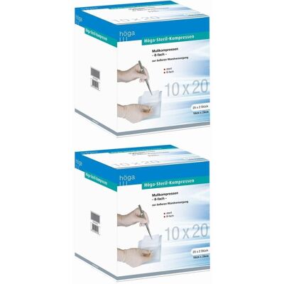 Höga-Kompressen 10x20 cm steril 8fach 2x 2x25x2 St Kompressen Höga-Kompressen 10x20 cm steril 8fach 2x 2x25x2 St Kompressen