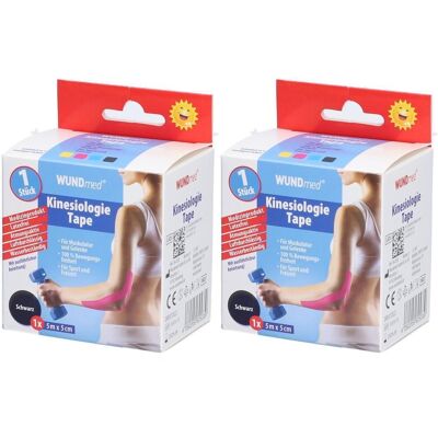 WUNDmed Kinesiologie Tape 5 cmx5 m schwarz 2x 2x1 St Verband WUNDmed Kinesiologie Tape 5 cmx5 m schwarz 2x 2x1 St Verband