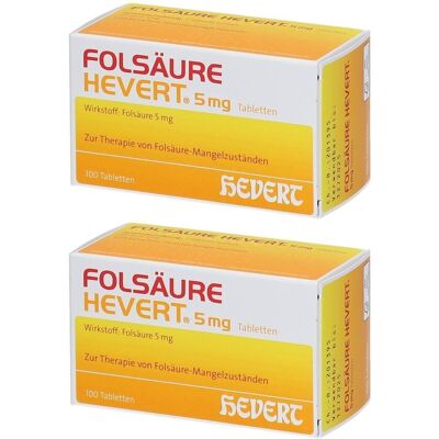 Folsäure Hevert 5 mg Tabletten 2x 2x100 St Folsäure Hevert 5 mg Tabletten 2x 2x100 St