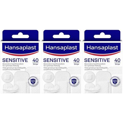 Hansaplast Sensitive Pflast.hypoallergen Strips x3 3x40 St Pflaster Hansaplast Sensitive Pflast.hypoallergen Strips x3 3x40 St Pflaster
