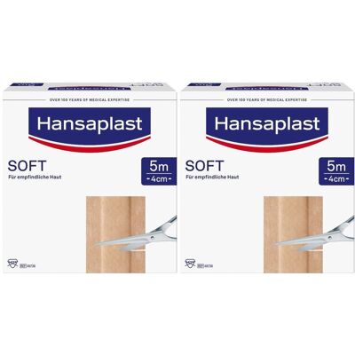 Hansaplast Soft Pflaster 4 cmx5 m Rolle x2 2x1 St Hansaplast Soft Pflaster 4 cmx5 m Rolle x2 2x1 St
