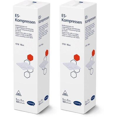 Hartmann Es-Kompressen unsteril 5x5 cm 16fach x2 2x100 St Kompressen Hartmann Es-Kompressen unsteril 5x5 cm 16fach x2 2x100 St Kompressen