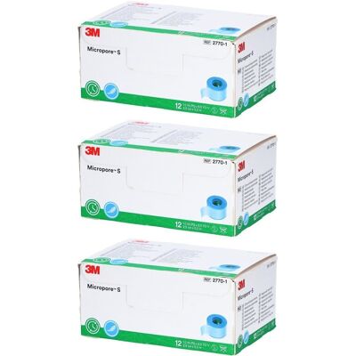 3M Micropore S Silikonrollenpflaster 2,5 cmx5 m x3 3x12 St Pflaster 3M Micropore S Silikonrollenpflaster 2,5 cmx5 m x3 3x12 St Pflaster