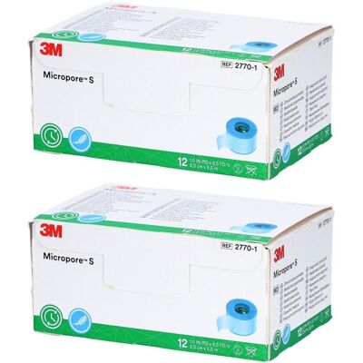 3M Micropore S Silikonrollenpflaster 2,5 cmx5 m x2 2x12 St Pflaster 3M Micropore S Silikonrollenpflaster 2,5 cmx5 m x2 2x12 St Pflaster