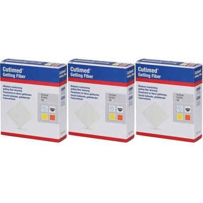 Cutimed Gelling Fiber Kom.5x5 cm Hydrofaserverband x3 3x10 St Kompressen Cutimed Gelling Fiber Kom.5x5 cm Hydrofaserverband x3 3x10 St Kompressen