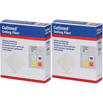 Cutimed Gelling Fiber Kom.5x5 cm Hydrofaserverband x2 2x10 St Kompressen Cutimed Gelling Fiber Kom.5x5 cm Hydrofaserverband x2 2x10 St Kompressen