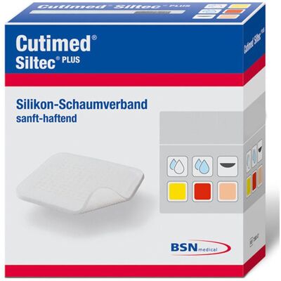 Cutimed Siltec Plus Schaumverb.5x6 cm haftend 12 St Kompressen Cutimed Siltec Plus Schaumverb.5x6 cm haftend 12 St Kompressen