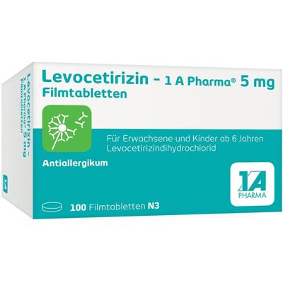 1 A Pharma Levocetirizin-1A Pharma 5 mg Filmtabletten 100 St 1 A Pharma Levocetirizin-1A Pharma 5 mg Filmtabletten 100 St