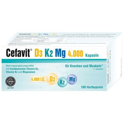 Cefavit D3 K2 Mg 4.000 I.e. Hartkapseln 100 St Cefavit D3 K2 Mg 4.000 I.e. Hartkapseln 100 St