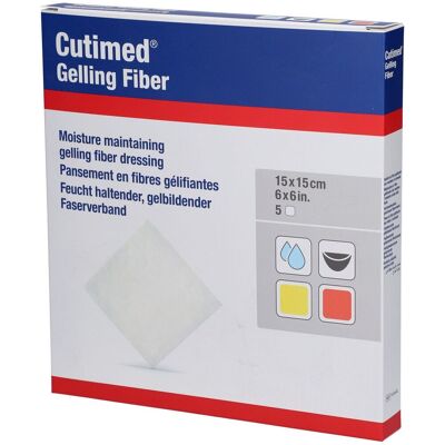 Cutimed Gelling Fiber Kom.15x15 cm Hydrofaserverb. 5 St Kompressen Cutimed Gelling Fiber Kom.15x15 cm Hydrofaserverb. 5 St Kompressen