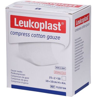 Leukoplast compress Cotton Gauze 10x10cm ste.8f 25x2 St Kompressen Leukoplast compress Cotton Gauze 10x10cm ste.8f 25x2 St Kompressen
