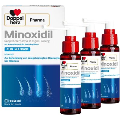 Minoxidil DoppelherzPhar.50mg/ml Lsg.Anw.Haut Mann 3x60 ml Lösung Minoxidil DoppelherzPhar.50mg/ml Lsg.Anw.Haut Mann 3x60 ml Lösung