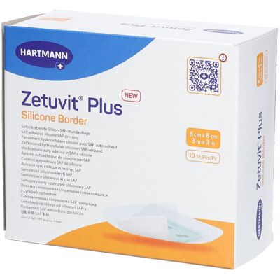 Hartmann Zetuvit Plus Silicone Border steril 8x8 cm 10 St Kompressen Hartmann Zetuvit Plus Silicone Border steril 8x8 cm 10 St Kompressen
