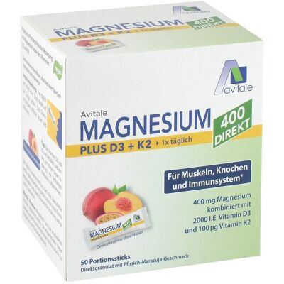 Avitale Magnesium 400+D3+K2 Direktsticks - Nahrungsergänzungsmittel Avitale Magnesium 400+D3+K2 Direktsticks - Nahrungsergänzungsmittel