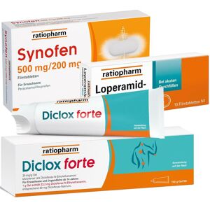 Hausapotheke Set Synofen 500 mg/200 mg Filmtabletten, LOPERAMID-ratiopharm akut 2 Filmt 1 St