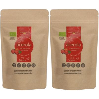 AMAZONAS Acerola 100% Bio natürliches Vit.C Lutschtabletten 2x 2x70 g AMAZONAS Acerola 100% Bio natürliches Vit.C Lutschtabletten 2x 2x70 g