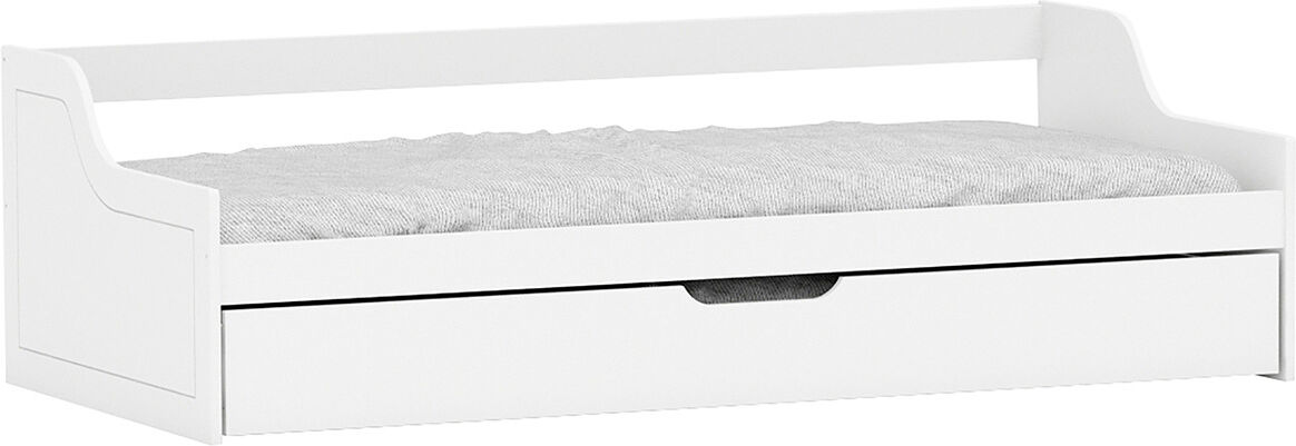 Miliboo Schlafsofa für Kinder mit Schubladen 90 x 200 Kiefer Weiß THEO Miliboo Schlafsofa für Kinder mit Schubladen 90 x 200 Kiefer Weiß THEO