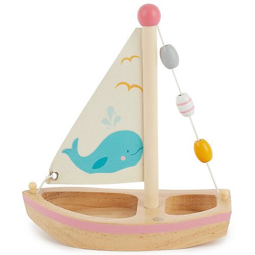 bieco Kinder Boot Spielzeug Holz 20x18 cm Badewannenspielzeug Wasserspielzeug Badespaß Badespielzeug weiß
