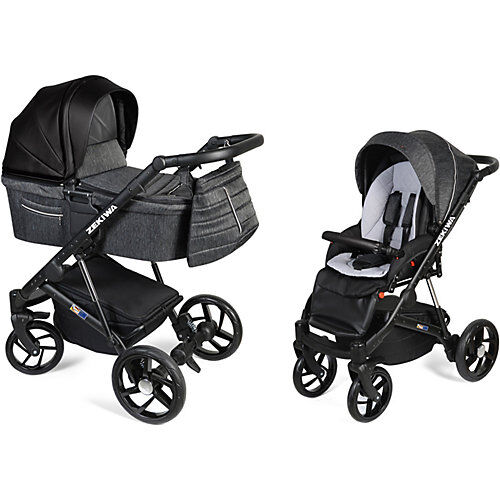 Zekiwa Kombi Kinderwagen Brilliant, 2 in1, Schwarz/Graphit schwarz-kombi