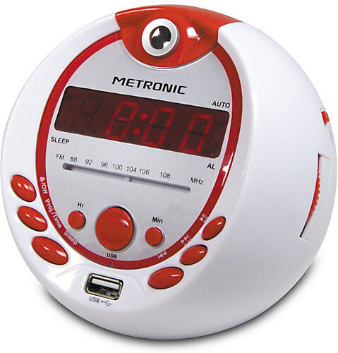 METRONIC Radiowecker Pirat mit Projektion, USB, MP3 rot/weiß