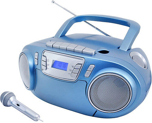 Soundmaster CD-Radiokassettenrekorder mit Mikrofon, USB und Lichteffekt, blau