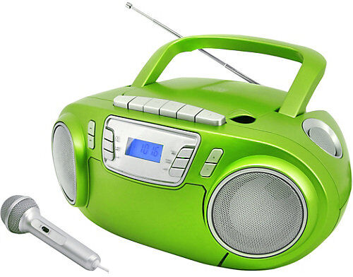 Soundmaster CD-Radiokassettenrekorder mit Mikrofon, USB und Lichteffekt, grün