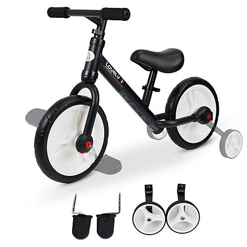 HOMCOM 2-in-1 Kinderfahrrad schwarz