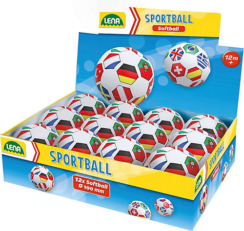 LENA Soft-Fußball 10 cm, Flaggen, 12 Stück