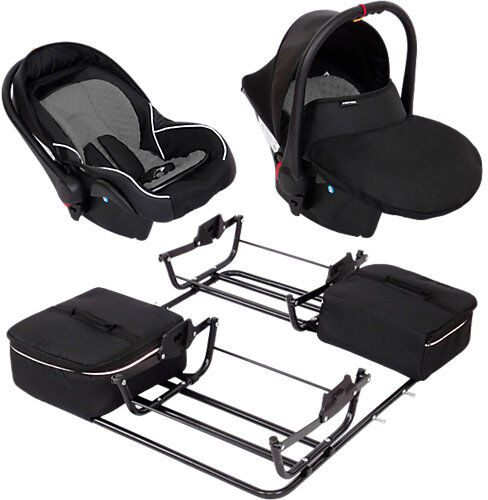 Zekiwa 2 Babyschalen ATS Comfort Plus inkl. Adapter Zwillingswagen Sport DUO, schwarz/grau  Kinder